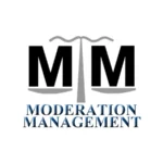 Moderation Management logo MM on scales of justice