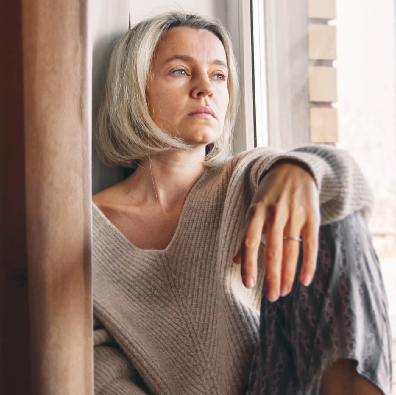 Woman sitting down