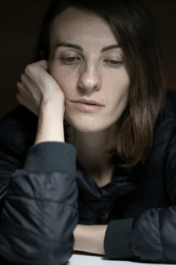 woman looking sad
