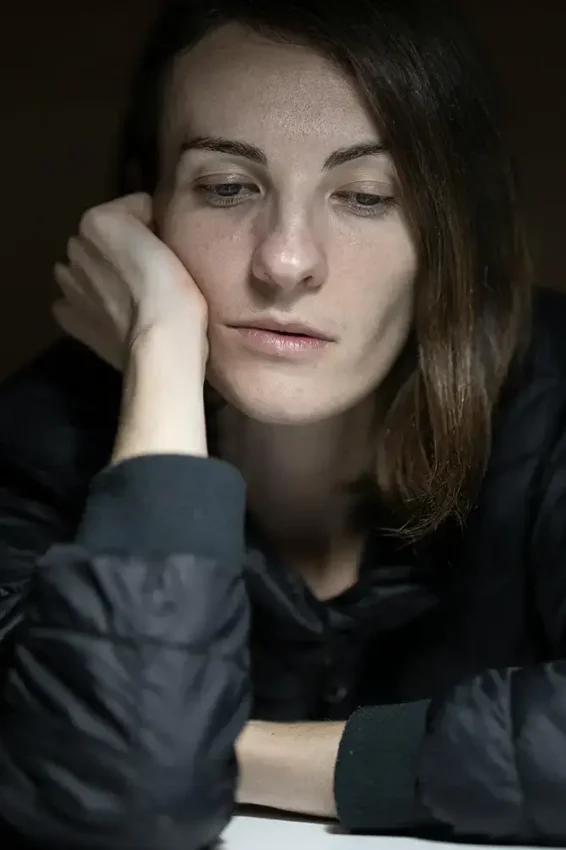 woman looking sad