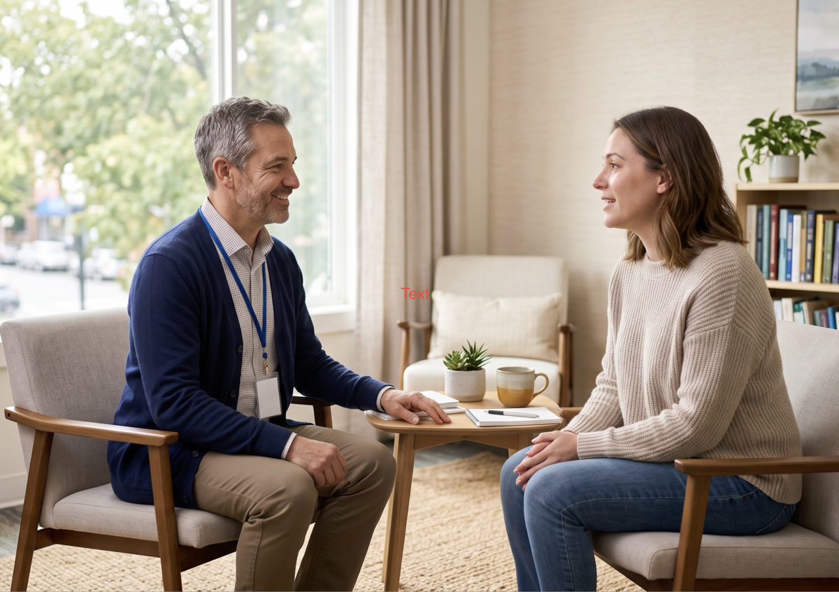 Compassionate healthcare provider consulting with a patient at a Chicago medication assisted treatment outpatient clinic