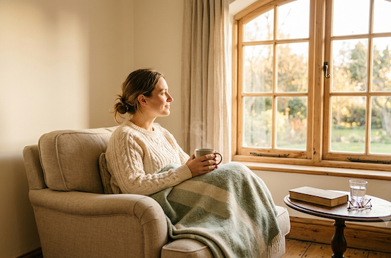 Person resting calmly at home during kratom withdrawal recovery