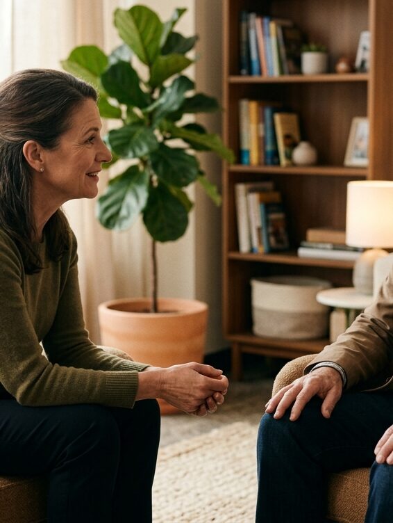 provider and patient talking in a warm consultation setting in Joliet